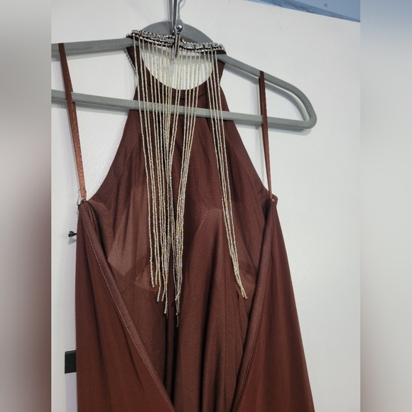 Leena Mac Duggal 26518 High-neck Chocolate Gown Size 4 - Picture 10 of 11